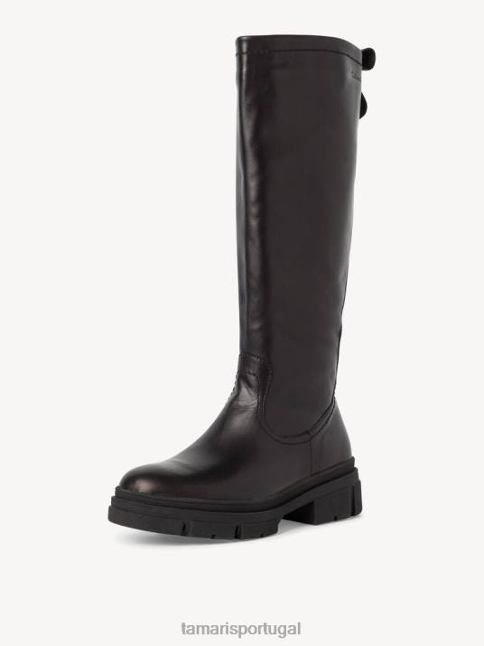 Tamaris mulheres botas de couro - couro preto/preto D06N65