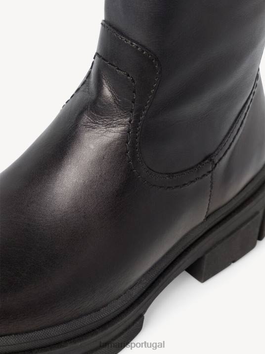 Tamaris mulheres botas de couro - couro preto/preto D06N65