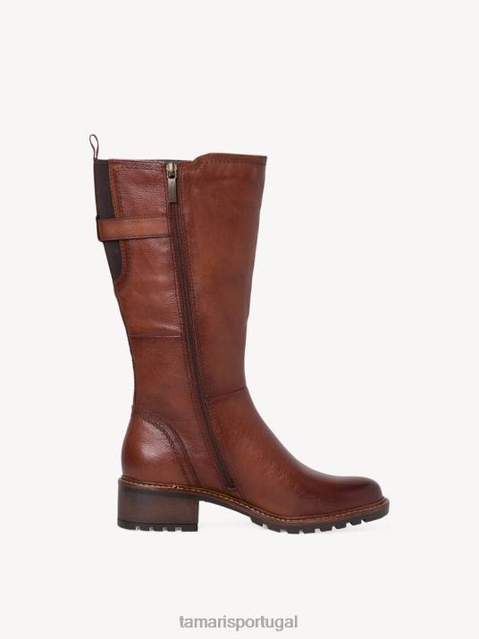 Tamaris mulheres botas de couro - marrom/castanho D06N1797