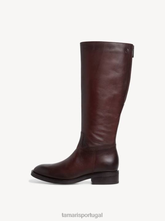 Tamaris mulheres botas em pele - castanho/café D06N1680