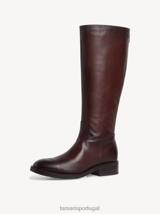 Tamaris mulheres botas em pele - castanho/café D06N1680