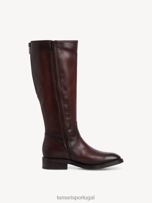 Tamaris mulheres botas em pele - castanho/café D06N1680