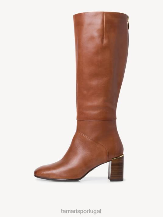 Tamaris mulheres botas em pele - castanho/conhaque D06N1889