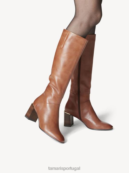 Tamaris mulheres botas em pele - castanho/conhaque D06N1889