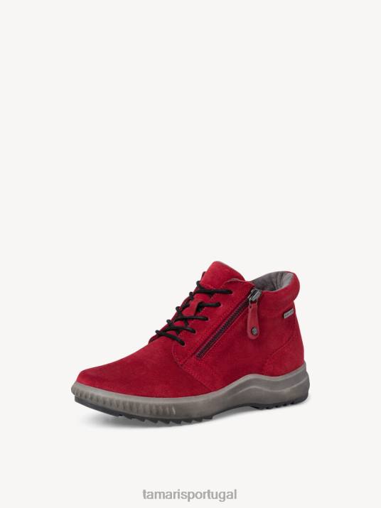 Tamaris mulheres botinha de couro - vermelho/fogo D06N1614