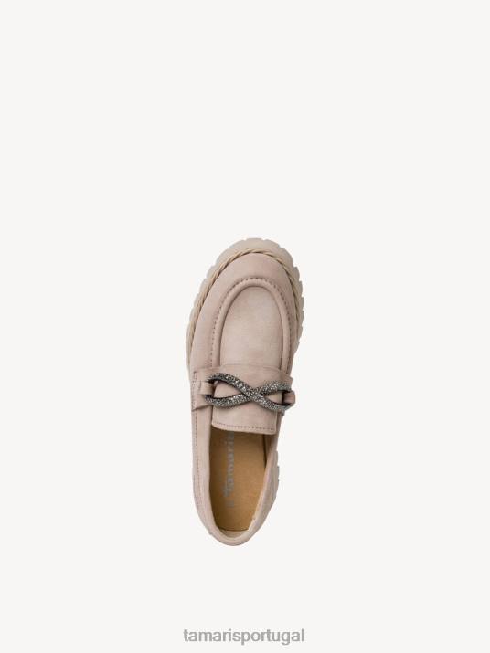 Tamaris mulheres chinelo de couro - bege/taupe D06N1447