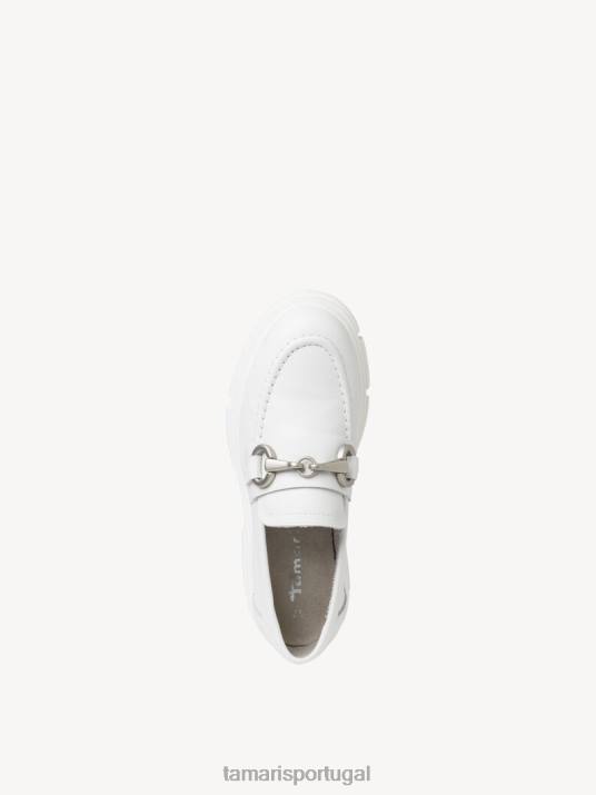 Tamaris mulheres chinelo de couro - branco/couro branco D06N1310