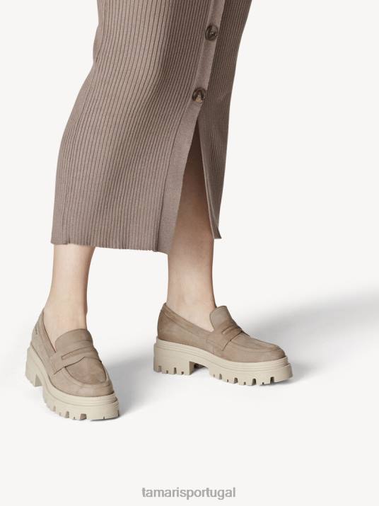 Tamaris mulheres chinelo de couro - marrom/taupe D06N2143