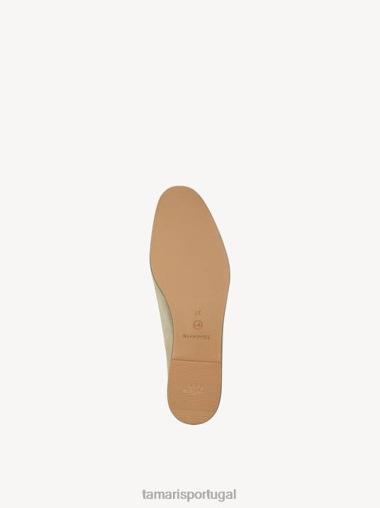 Tamaris mulheres chinelo de couro - metalizado/dourado claro D06N1087