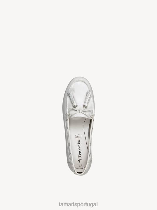 Tamaris mulheres mocassim de couro - branco/couro branco D06N328