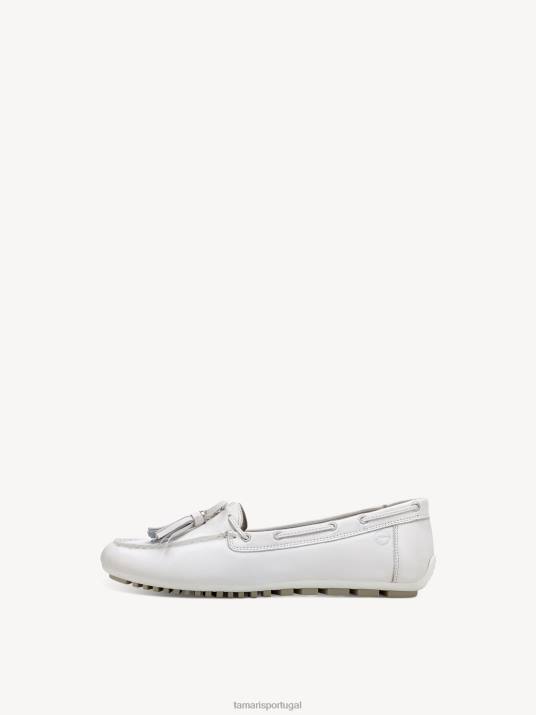 Tamaris mulheres mocassim de couro - branco/couro branco D06N328