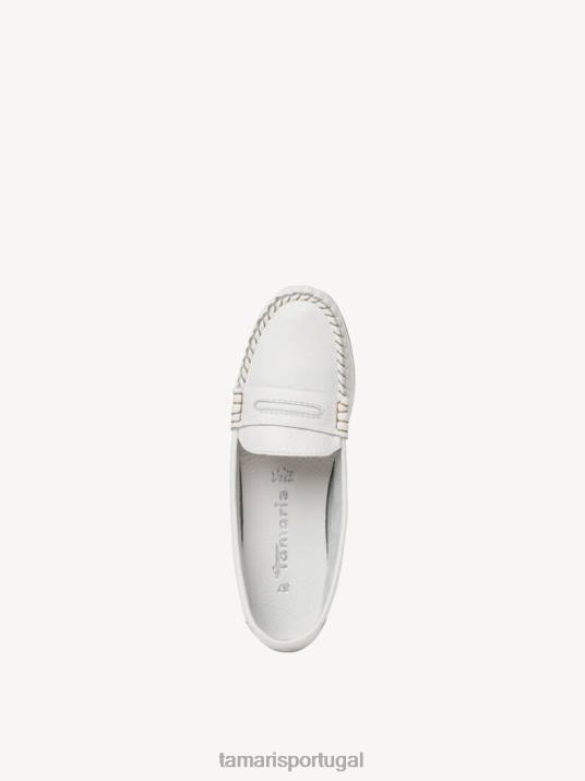 Tamaris mulheres mocassim de couro - branco/couro branco D06N570