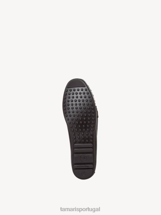 Tamaris mulheres mocassim de couro - couro preto/preto D06N1261