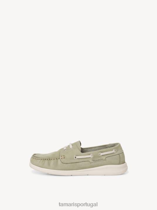 Tamaris mulheres mocassim em pele - verde/pistacchio D06N474