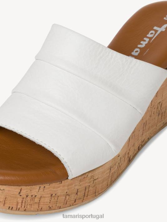 Tamaris mulheres mule de couro - branco/offwhite D06N1320