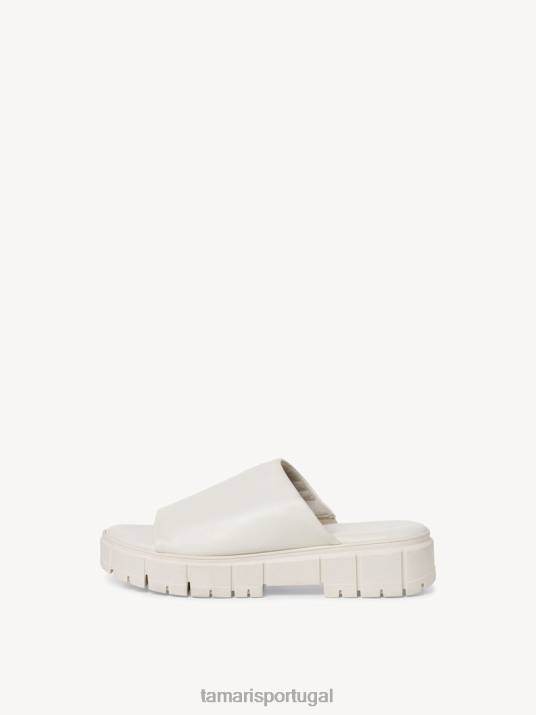 Tamaris mulheres mule de couro - branco/offwhite uni D06N461