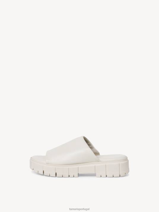 Tamaris mulheres mule de couro - branco/offwhite uni D06N461