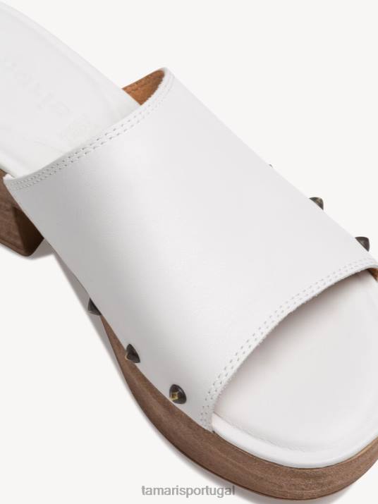 Tamaris mulheres mule de couro - couro branco/offwhite D06N1858