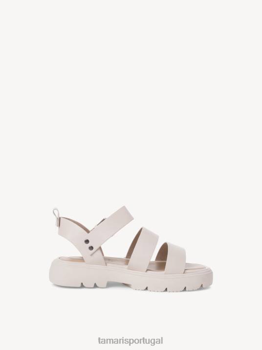 Tamaris mulheres sandália de couro - branco/offwhite D06N1314