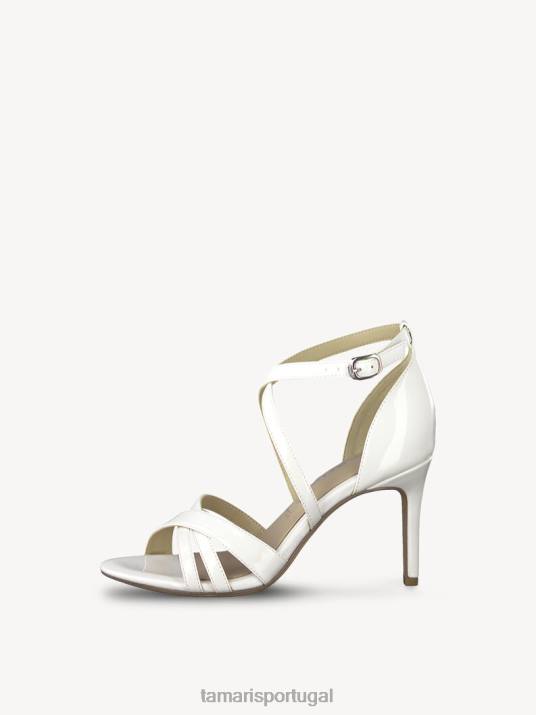 Tamaris mulheres sandália salto alto - branco/branco patenteado D06N1953