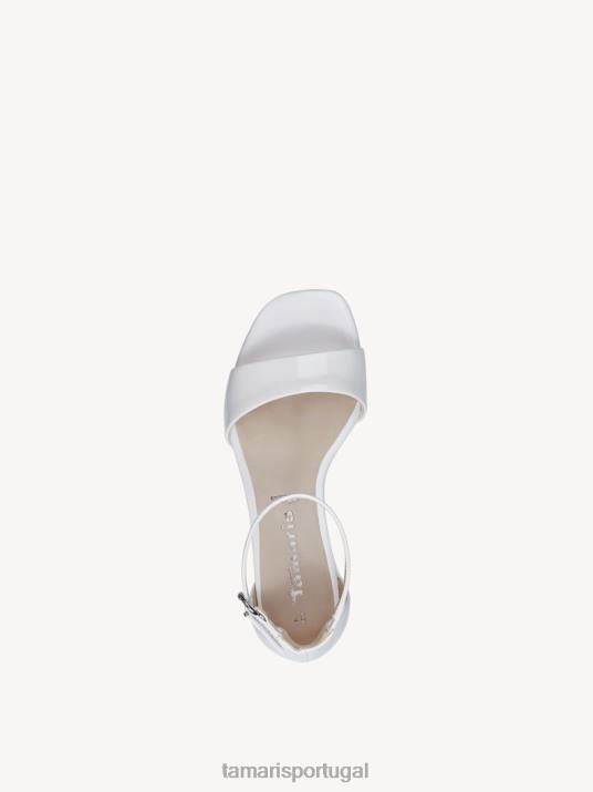 Tamaris mulheres sandália salto alto - branco/branco patenteado D06N368