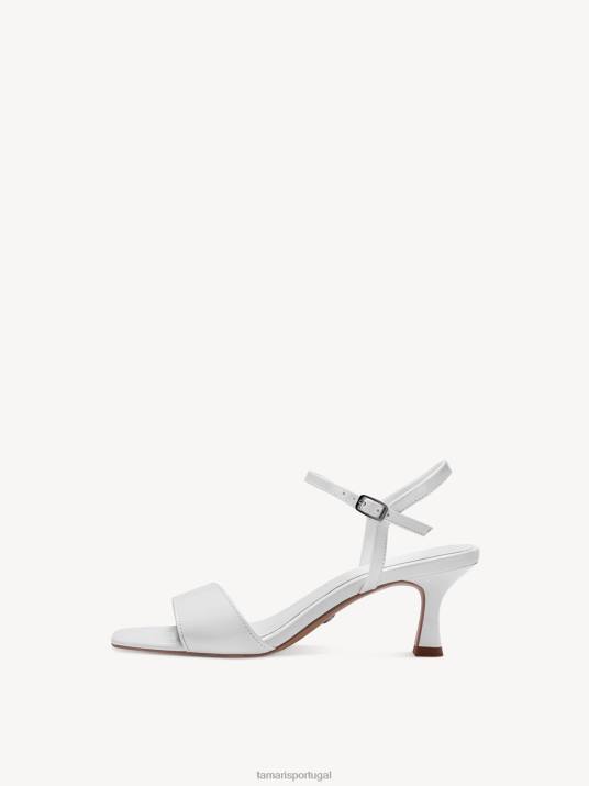 Tamaris mulheres sandália salto alto - branco/branco patenteado D06N381