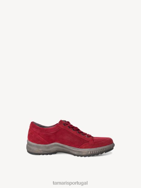 Tamaris mulheres sapato baixo em pele - vermelho/fogo D06N1394