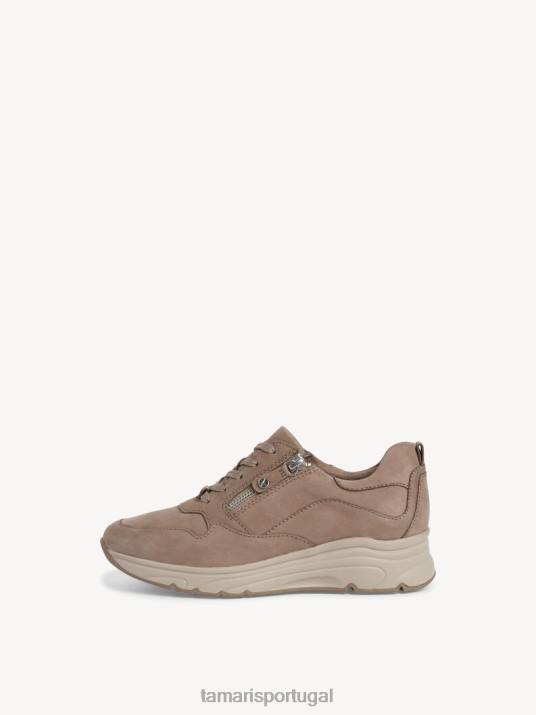 Tamaris mulheres sapatilha de couro - nubuc bege/taupe D06N2298