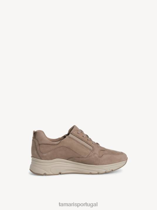 Tamaris mulheres sapatilha de couro - nubuc bege/taupe D06N2298