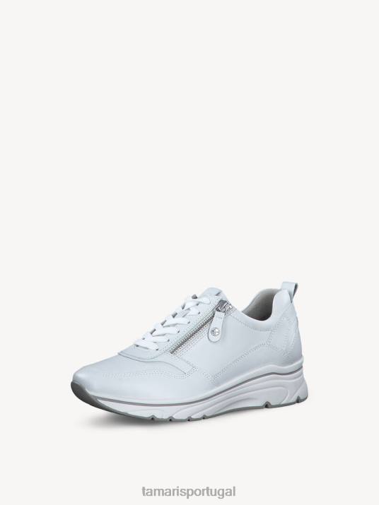 Tamaris mulheres tênis de couro - uni branco/branco D06N2283